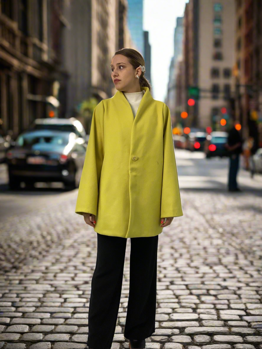 Lime Παλτό Χειροποίητο One Size Ζωηρό Κίτρινο