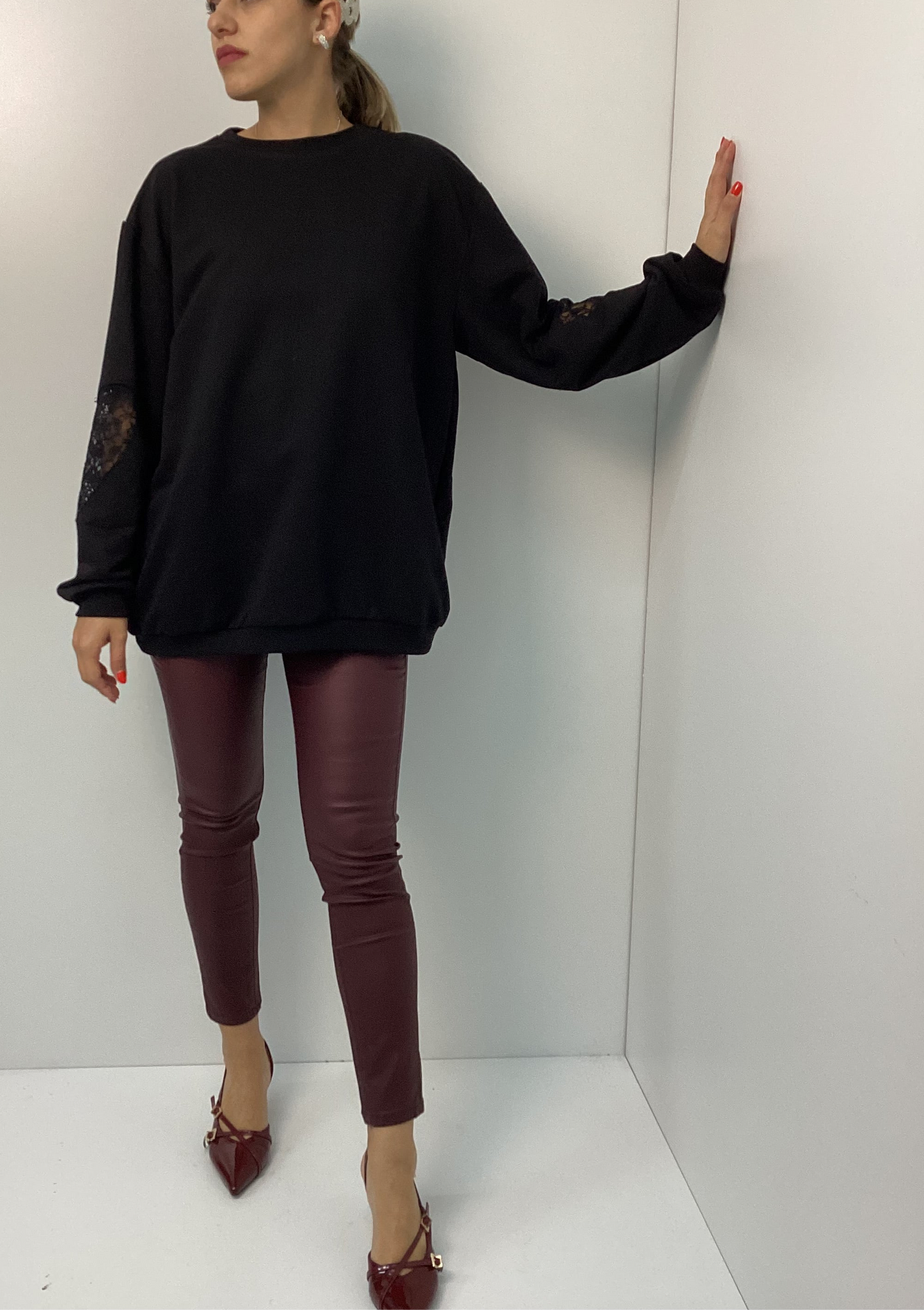 Oversized Φούτερ Heart Hoodie One Size με Καρδιά