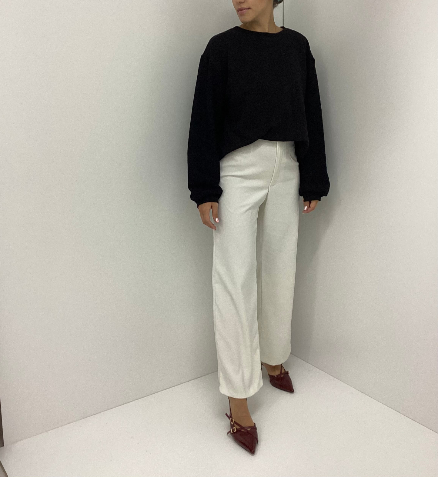 Μαύρο Φούτερ Midnight Lace One Size με Δαντελωτά Μανίκια