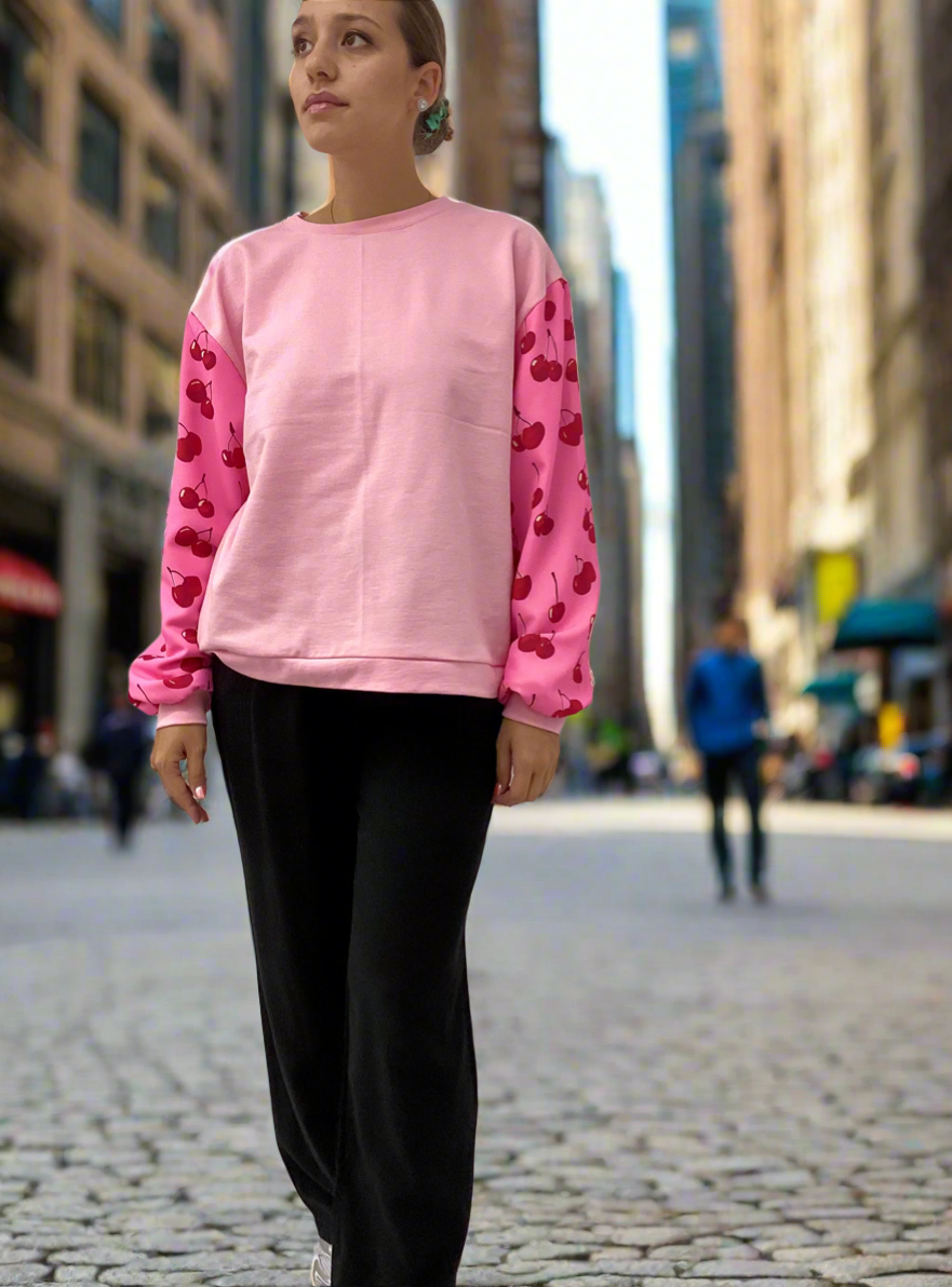 Ροζ Φούτερ Κεράσι Χειροποίητο 100% Βαμβάκι