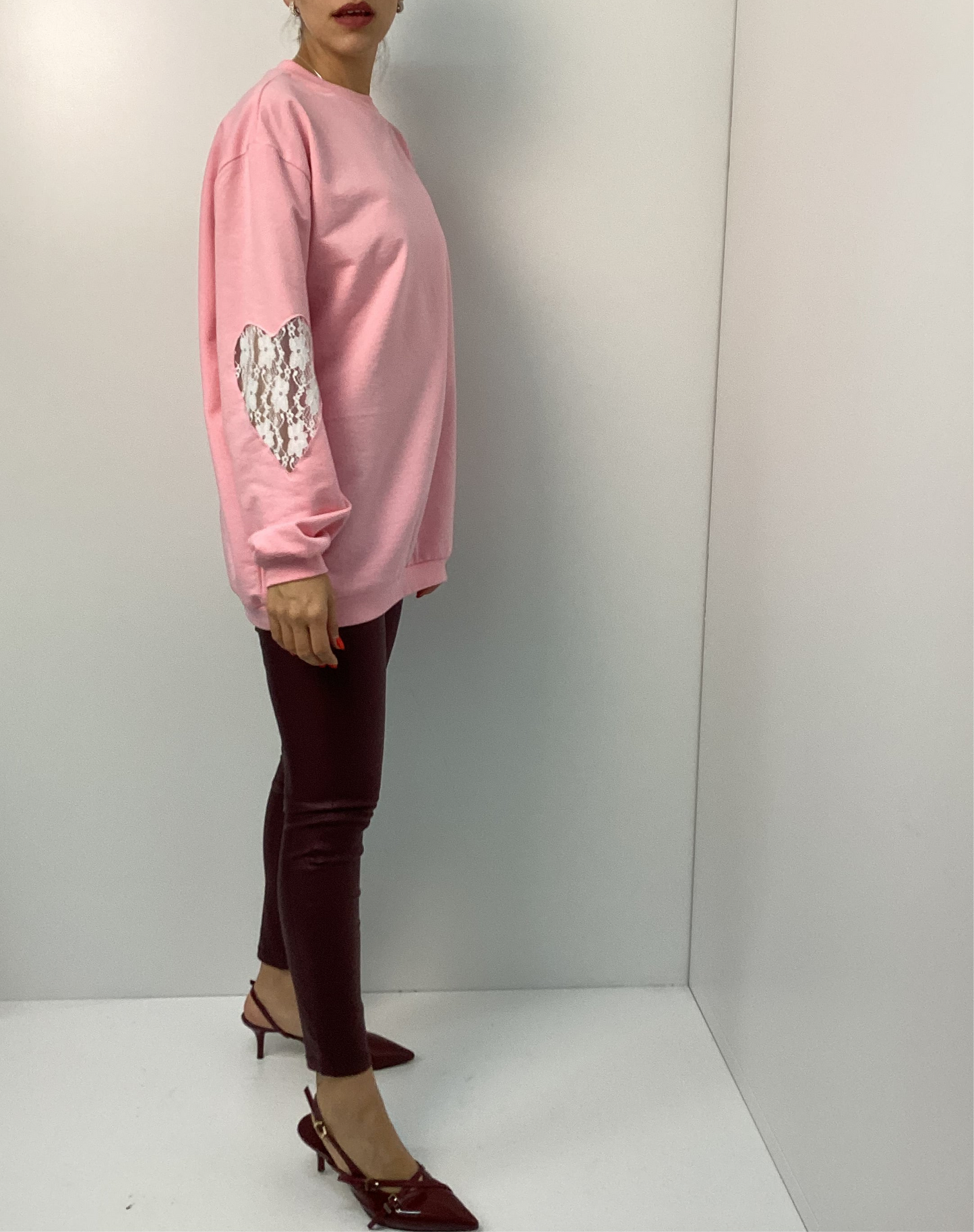 Oversized Φούτερ Heart Hoodie One Size με Καρδιά