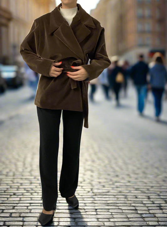 Καφέ Τζιν Μπουφάν One Size με Ζώνη