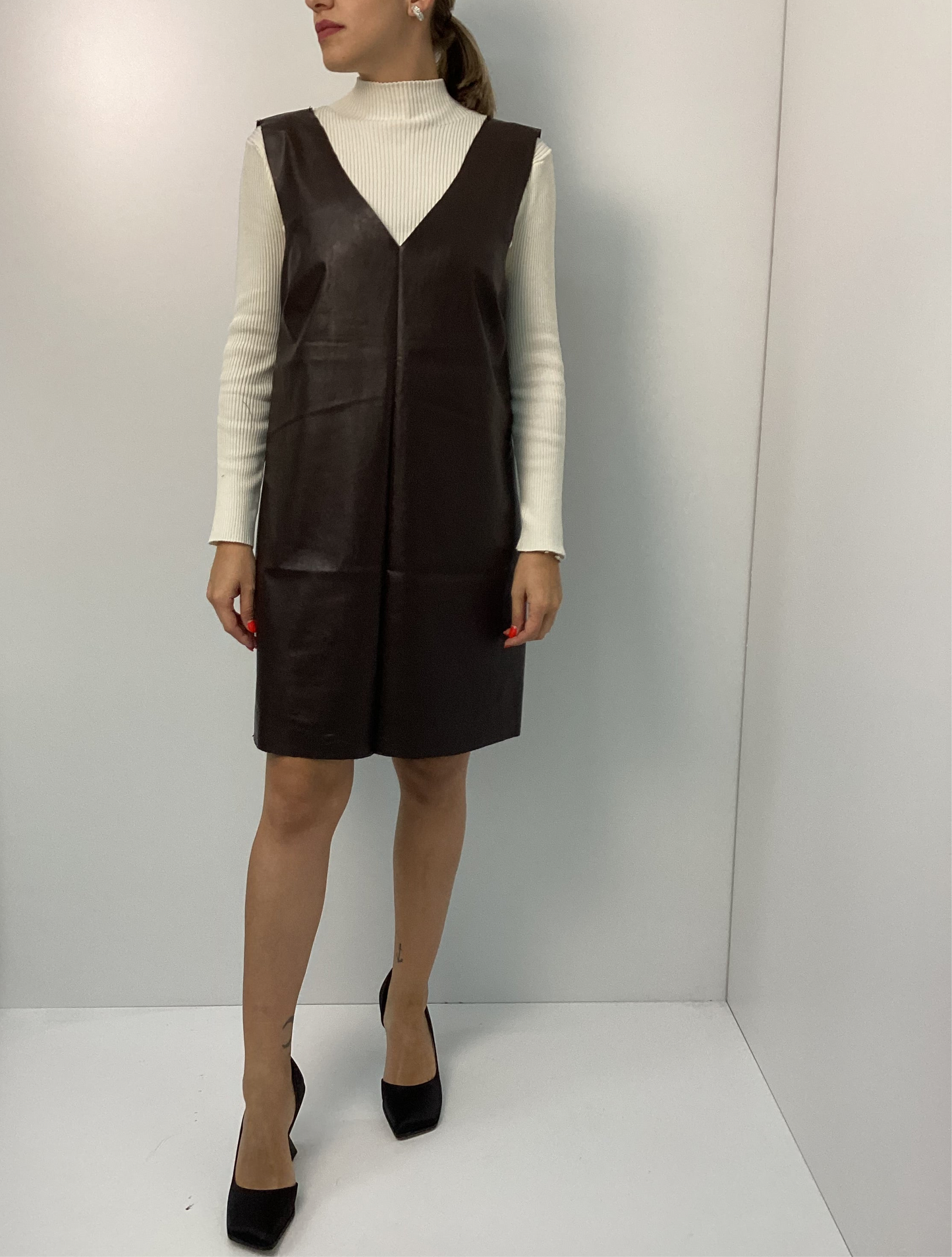 Καφέ Δερμάτινη Σαλοπέτα Sarafan One Size