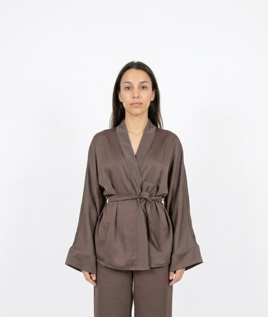 Χειροποίητο Κιμονό Cupro Satin με Ζώνη - Limited Edition