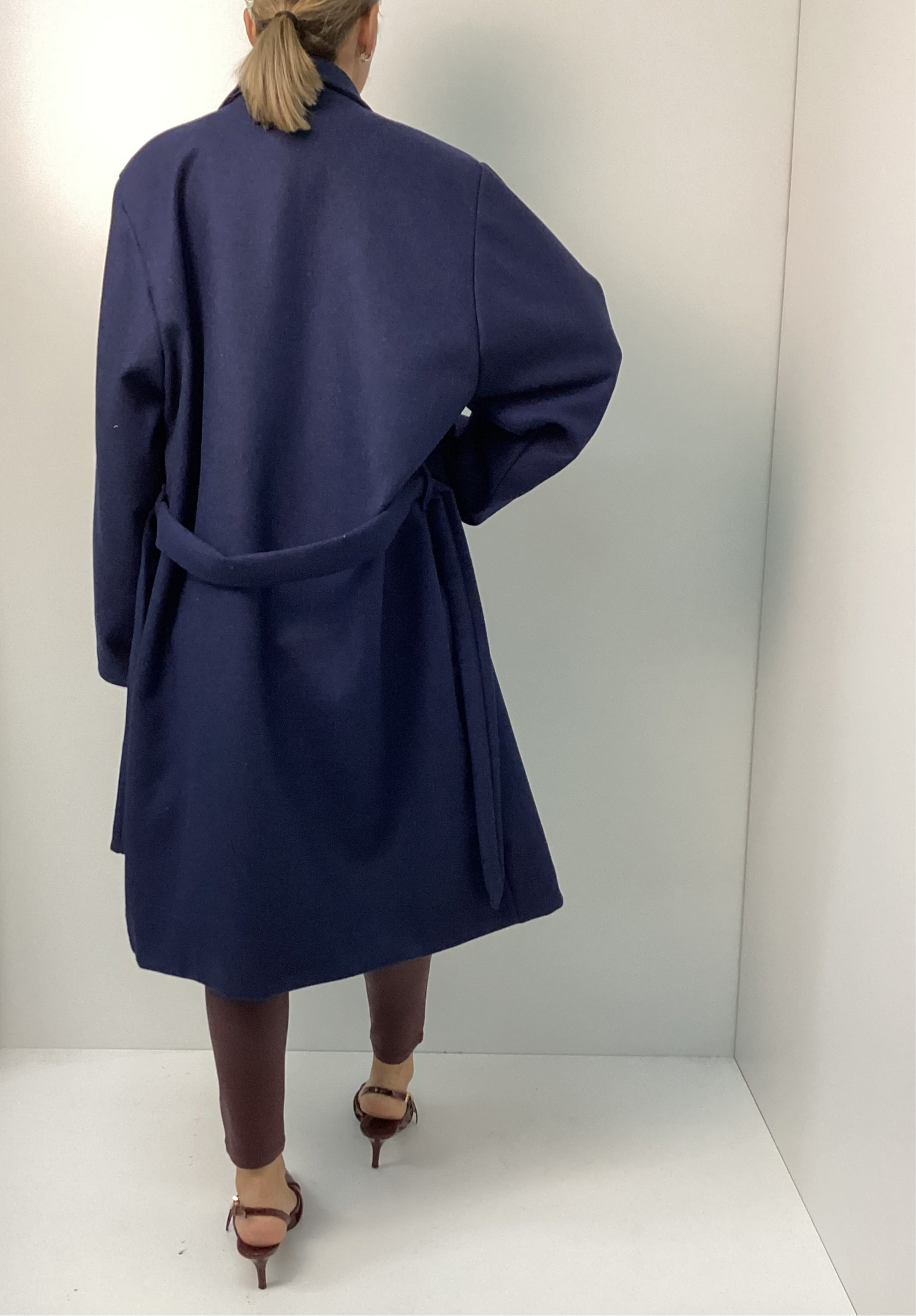 Oversized Μάλλινο Παλτό One Size με Ζώνη