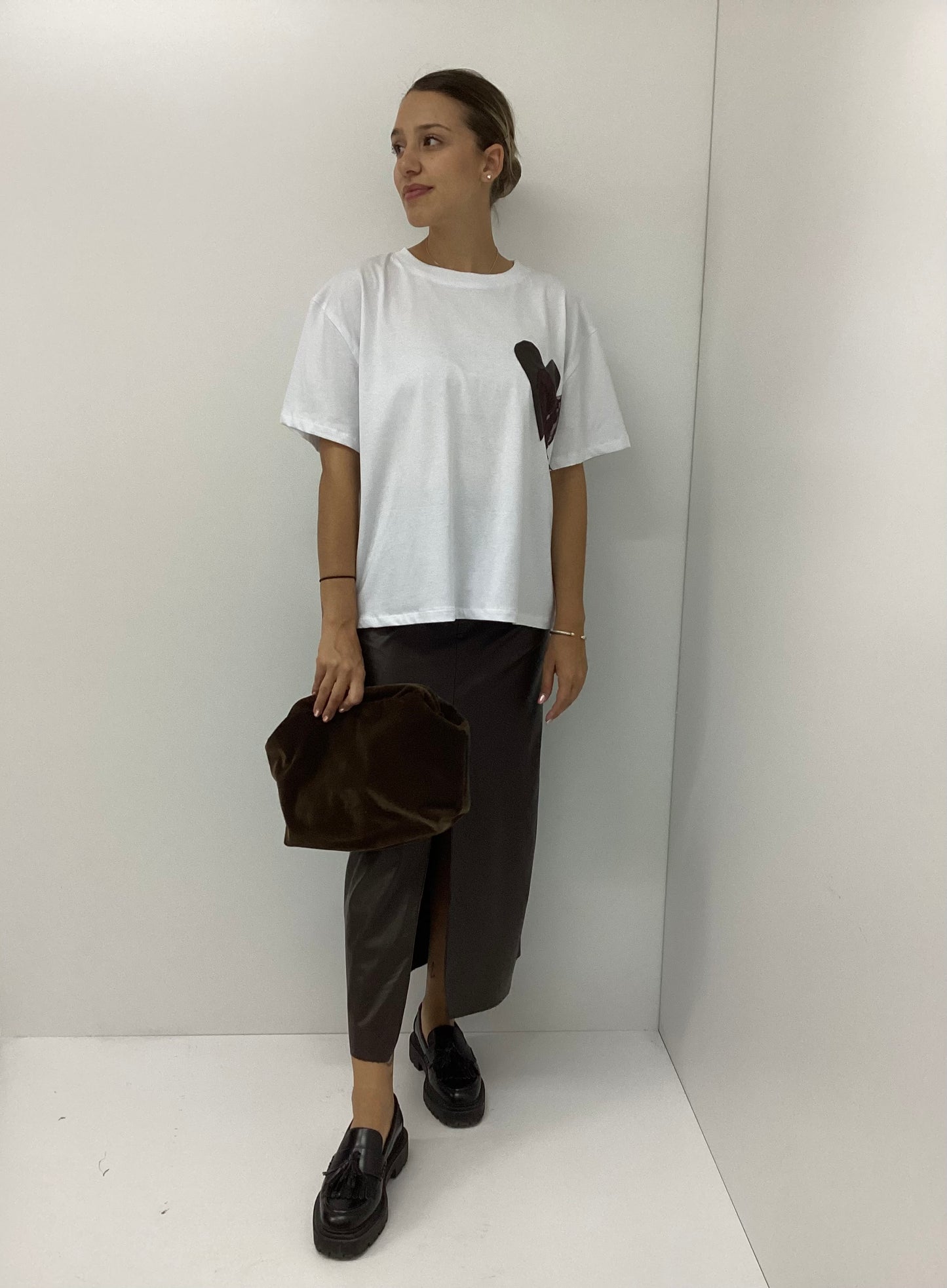 Καφέ Suede Clutch Τσάντα Χειροποίητη 37x30cm