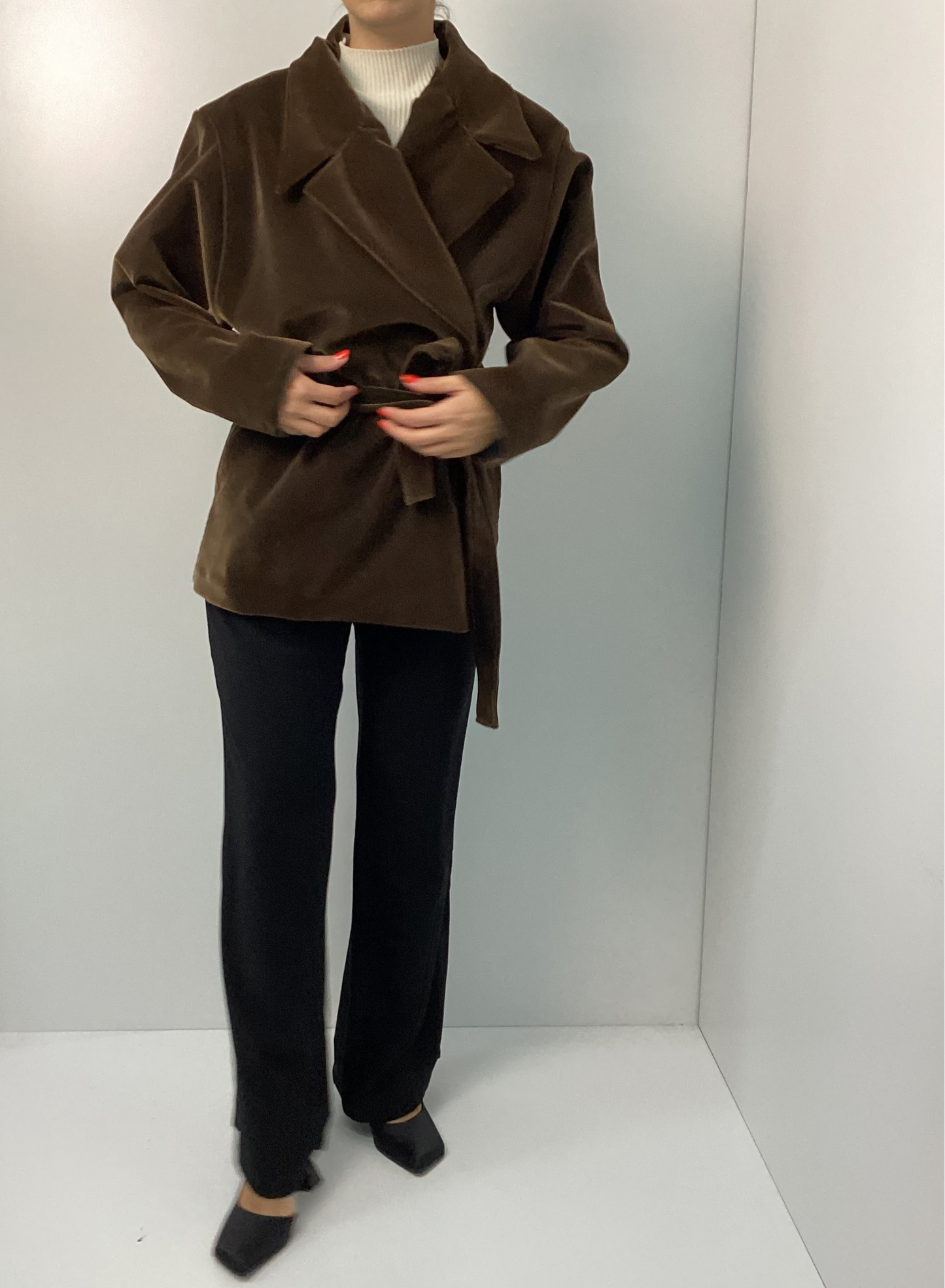 Καφέ Τζιν Μπουφάν One Size με Ζώνη