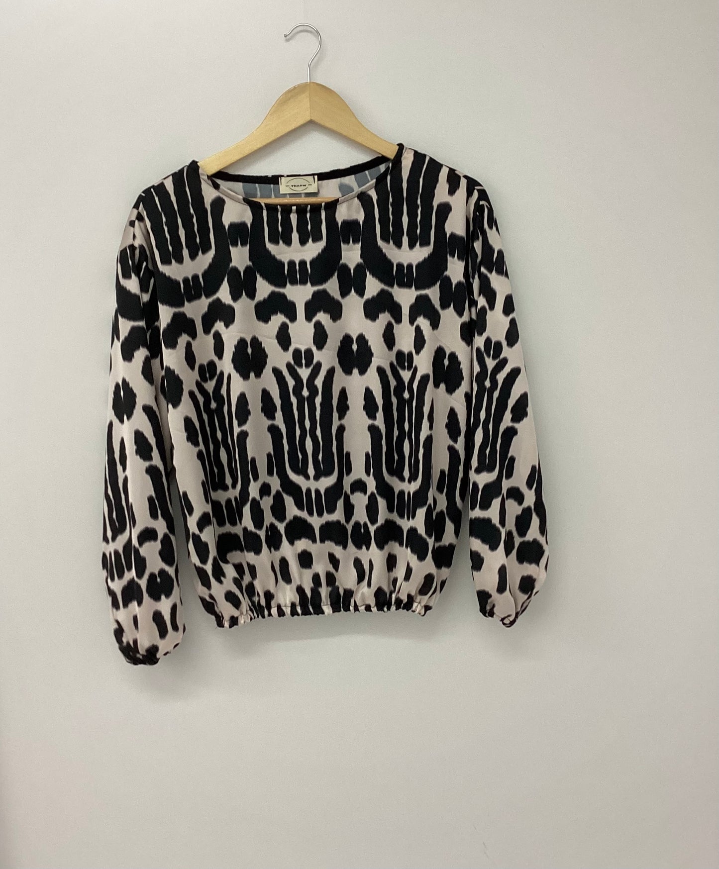 Μπλούζα Aura Σατέν One Size Μπεζ-Μαύρο