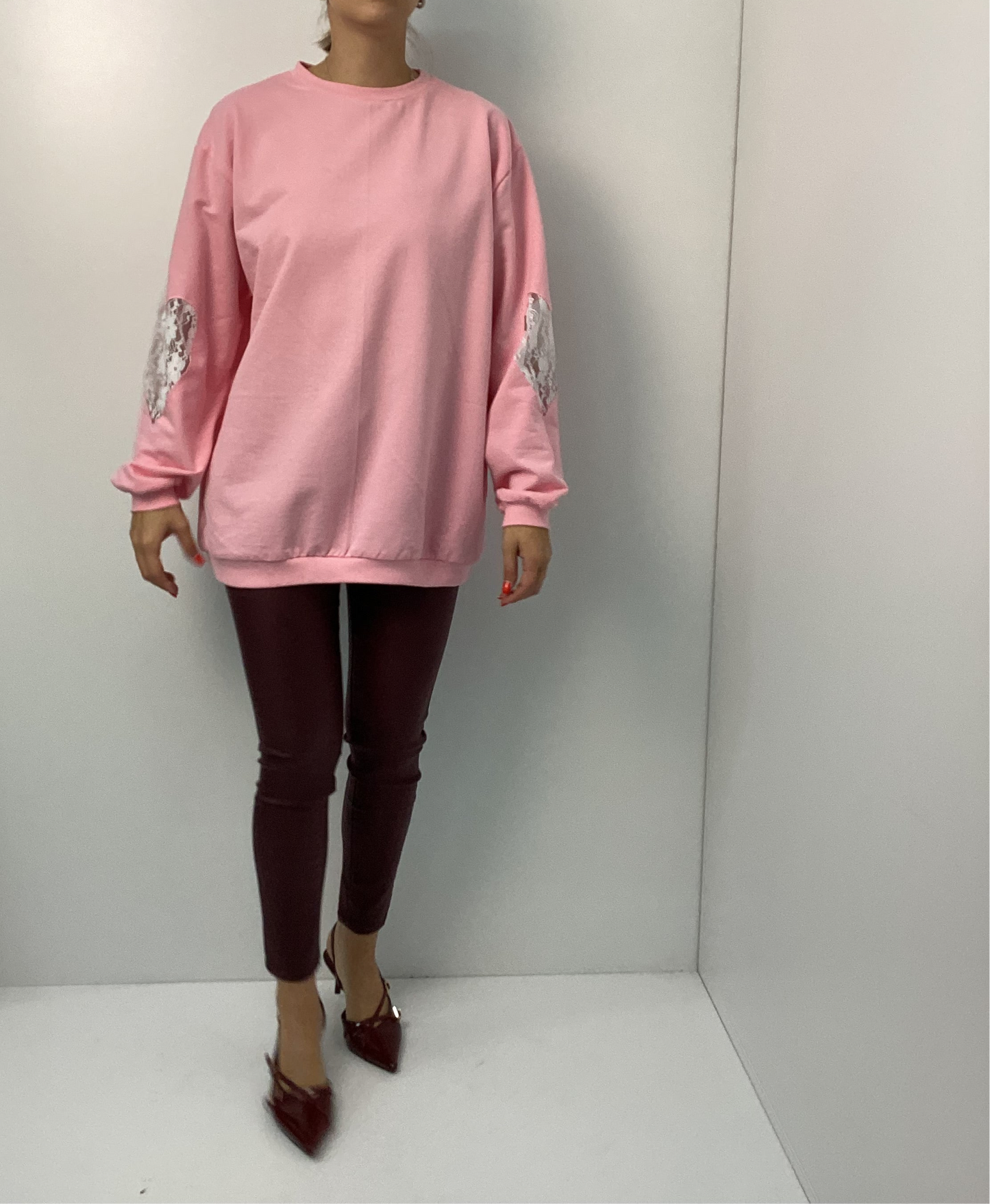 Oversized Φούτερ Heart Hoodie One Size με Καρδιά