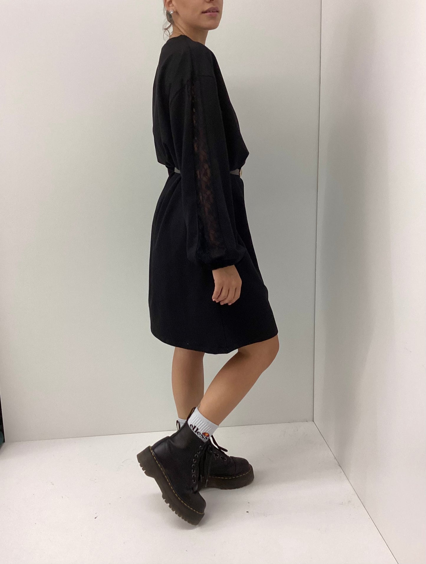 Μαύρο Φούτερ-Φόρεμα Lace Noir One Size με Δαντέλα