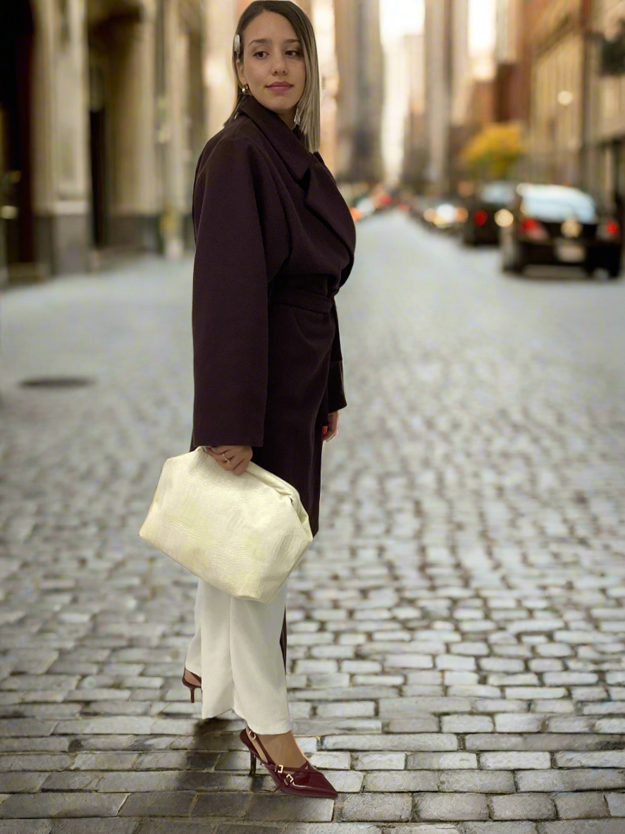 Oversized Μάλλινο Παλτό One Size με Ζώνη