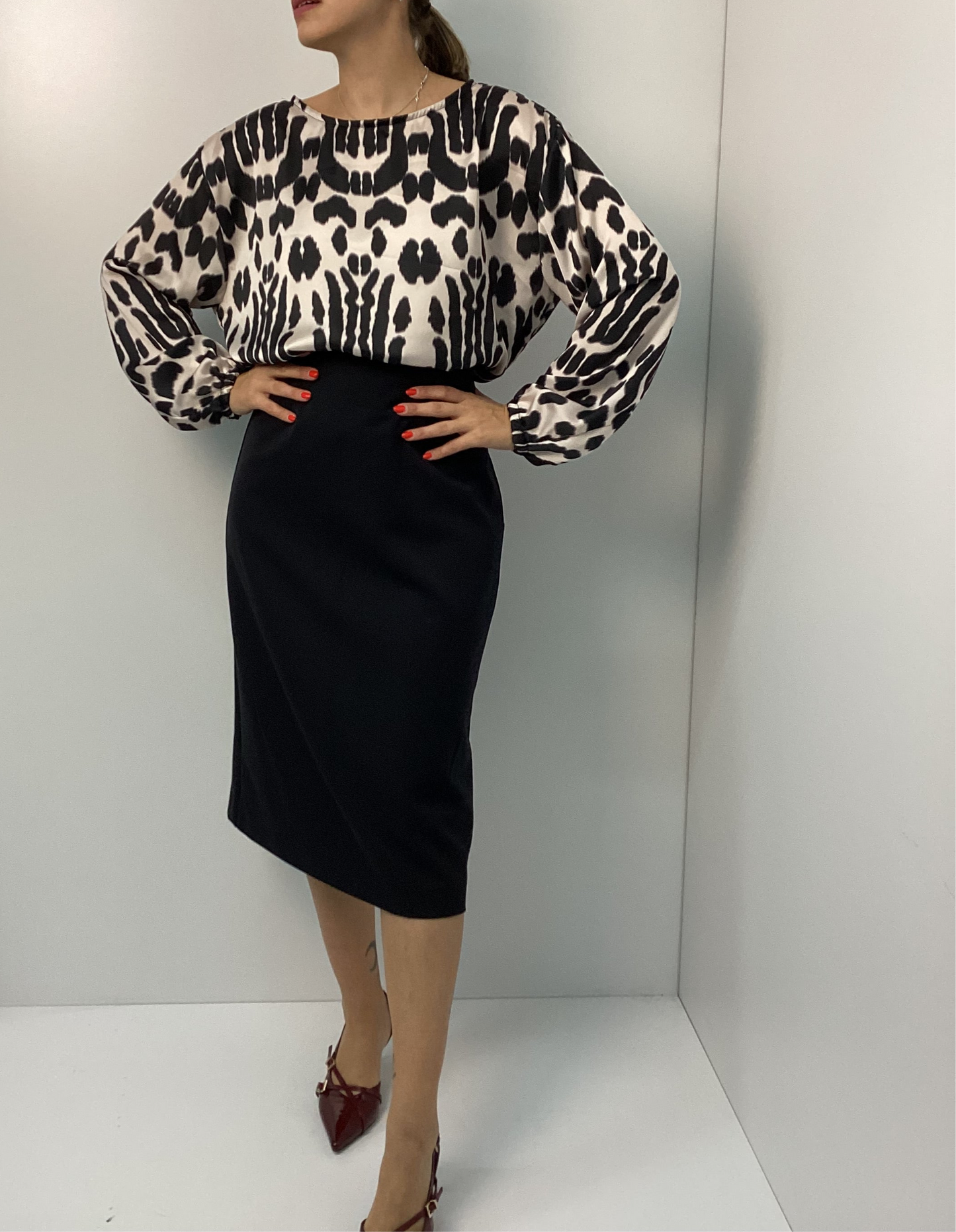 Μαύρη Midi Φούστα One Size με Εσωτερική Φόδρα