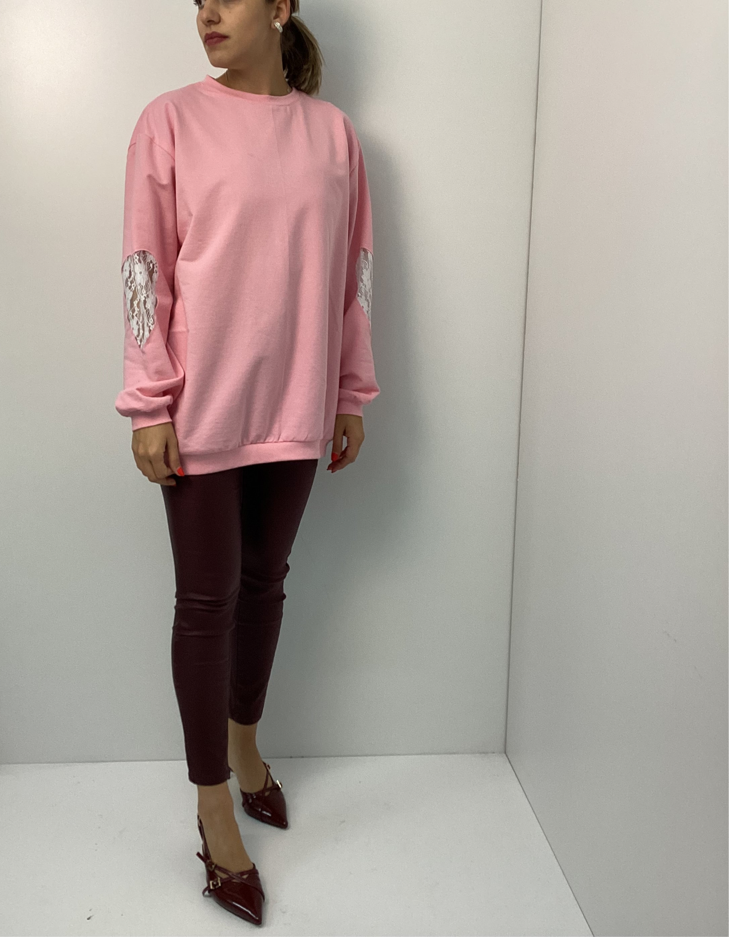 Oversized Φούτερ Heart Hoodie One Size με Καρδιά