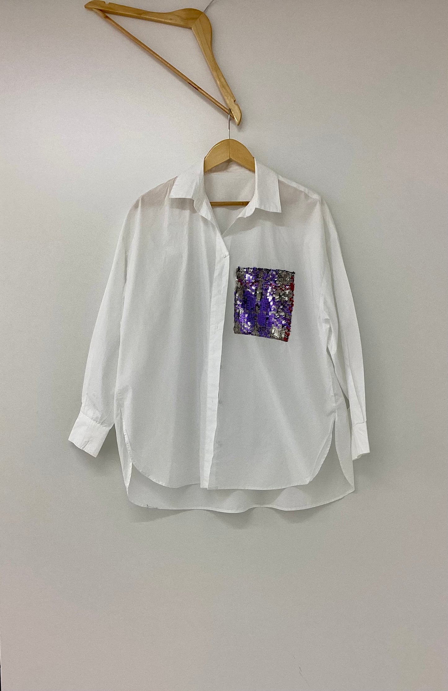 Λευκό Πουκάμισο White Spark One Size με Παγιέτες