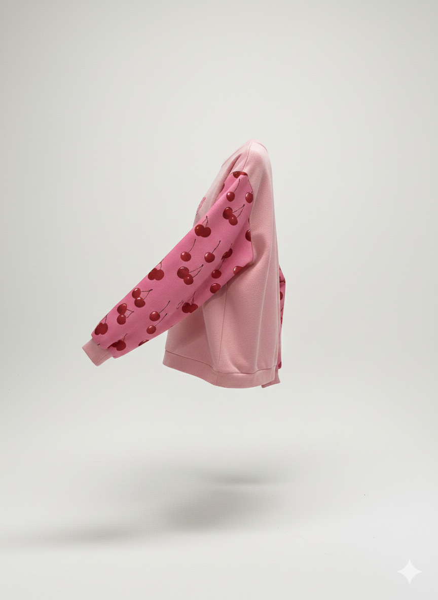 Ροζ Φούτερ Κεράσι Χειροποίητο 100% Βαμβάκι